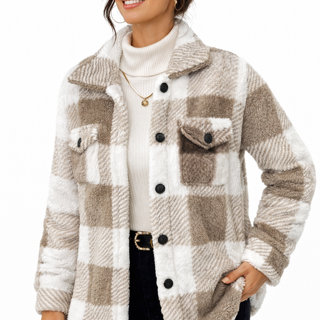 Chaqueta Teddy a Cuadros para Mujer